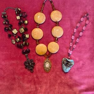 Lot of 3 Unique Necklaces Crafted  From New and Old Elements